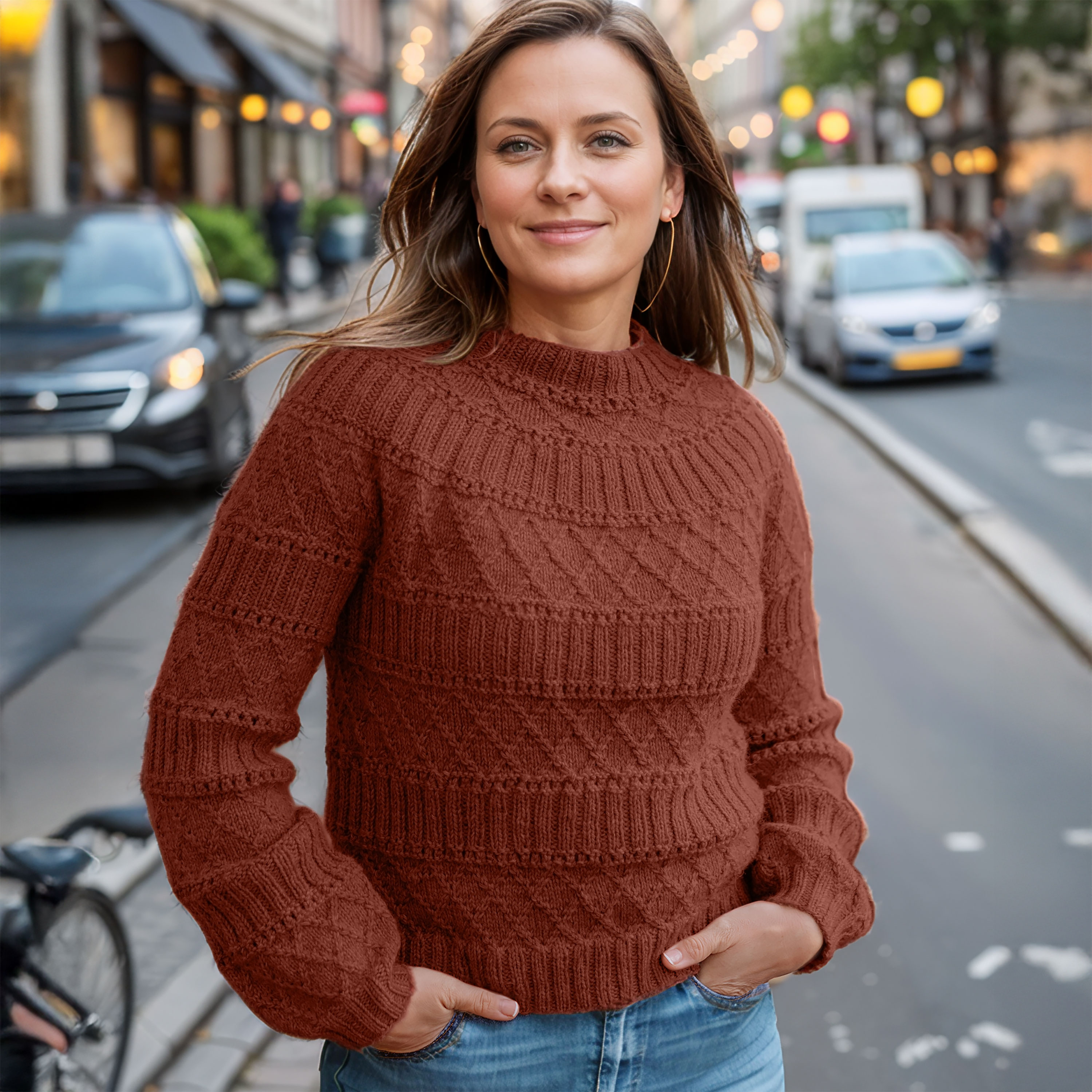 Rust Round‑Yoke Sweater — image 1 of 1
