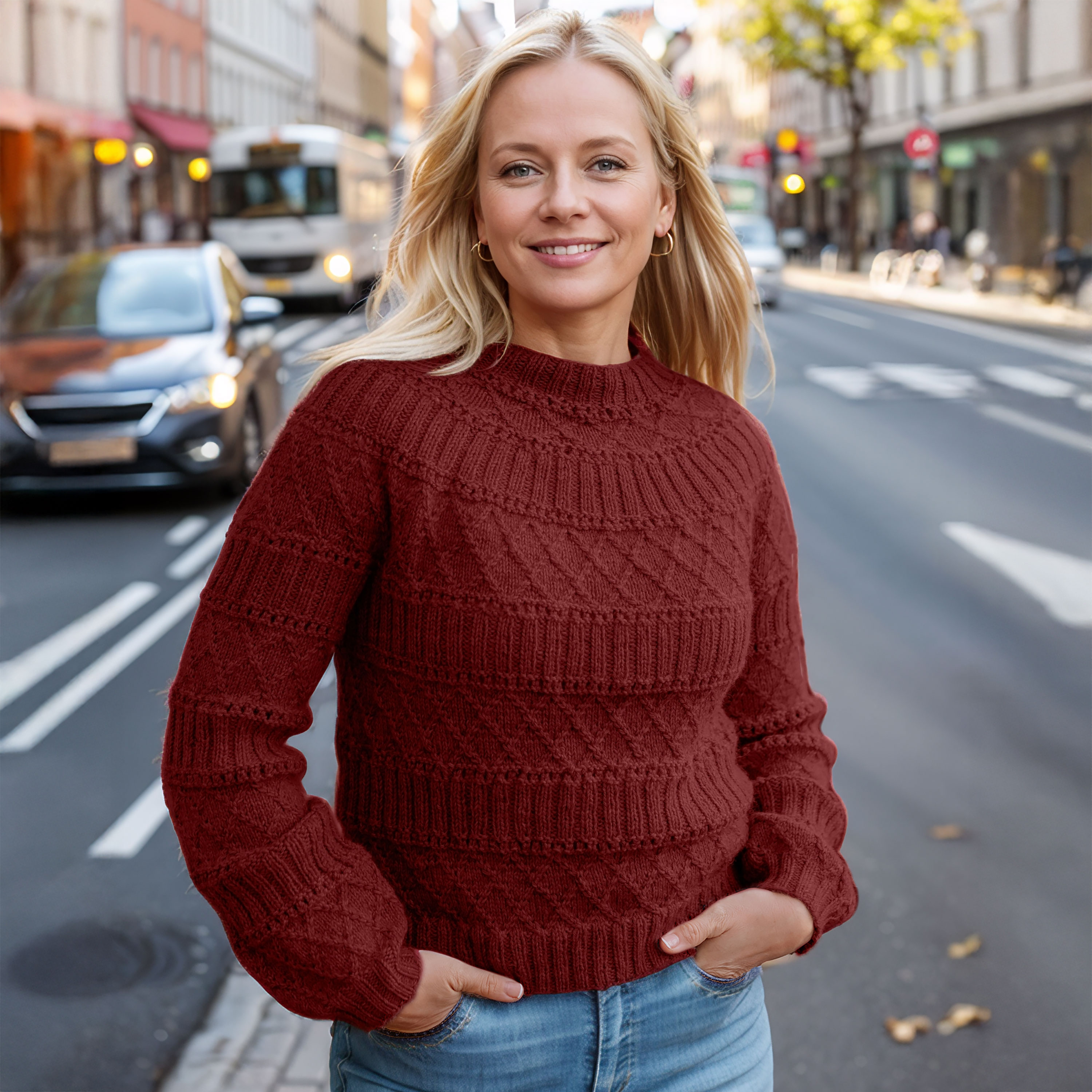 Architectural Yoke Sweater — Deep Bordeaux — image 1 of 1